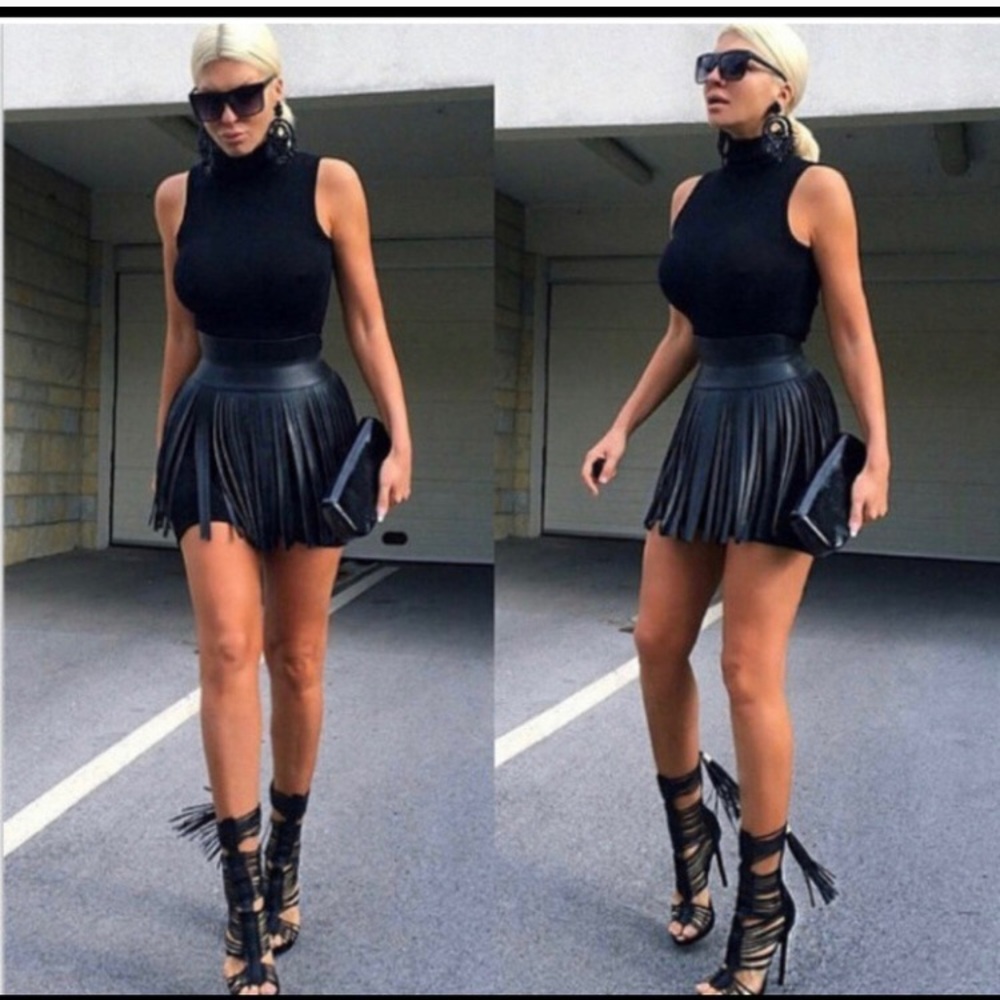 BCBG fringe leather belt